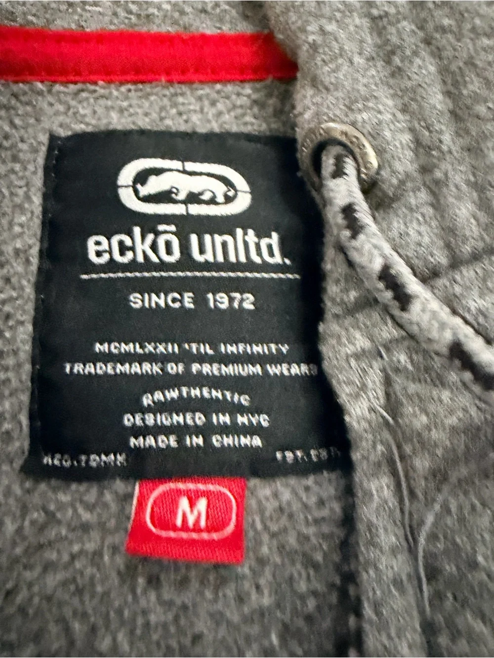 Ecko Unlimited Gray Full-Zip Hooded Sweatshirt with Sleeve Logo